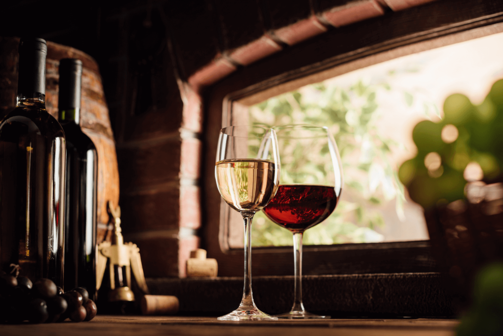 Photo of Two Craft Beverages (Wine) at our Concord Restaurant.