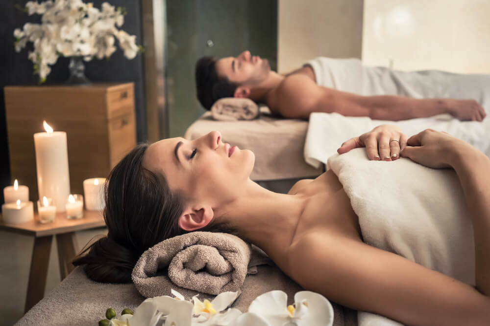 Photo of a Couple Waiting for Massage Treatments inside a Concord Spa.