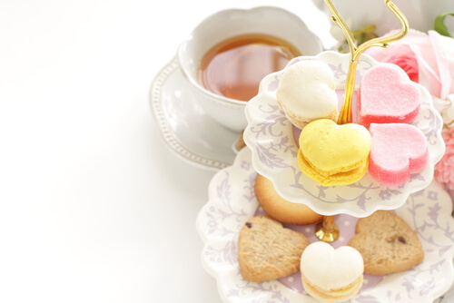 Plate of sweets and teas at a Concord confectionery.